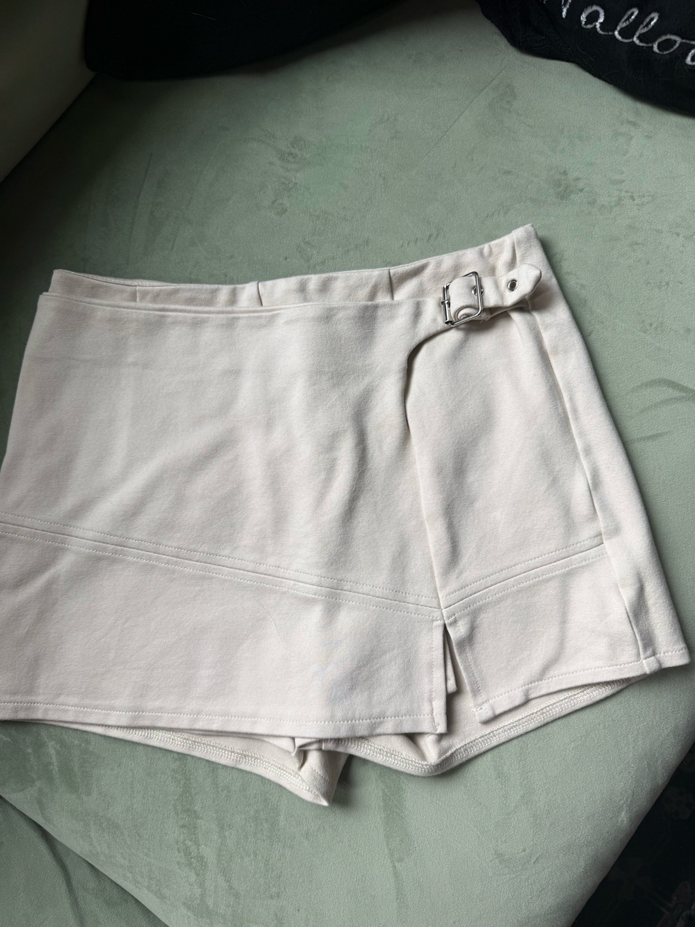 Forever 21 Cream Wrap-Style Skort with Side Buckle